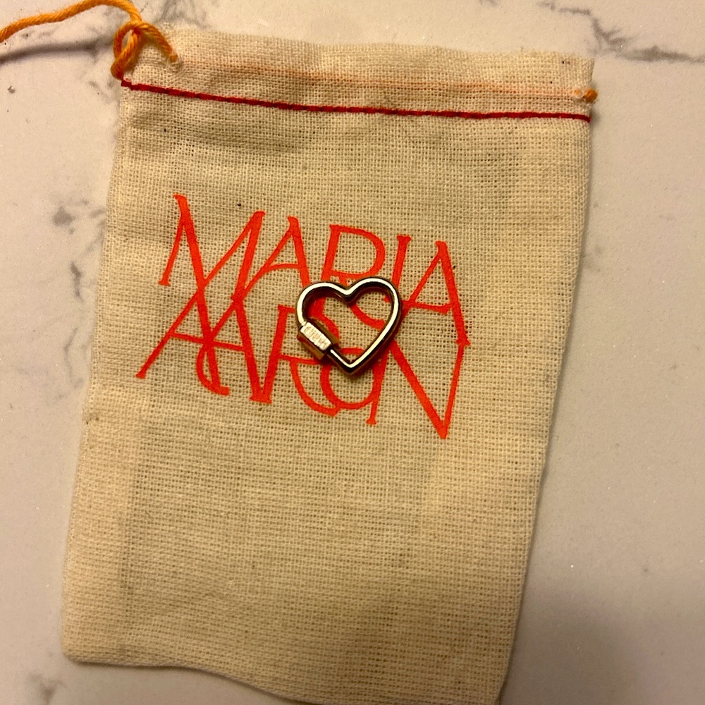 Marla Aaron Heart Lock “Lock Your Mom” Sterling Silver Carabiner Charm